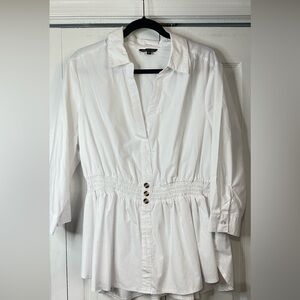 Elegant White Button-Down Dress